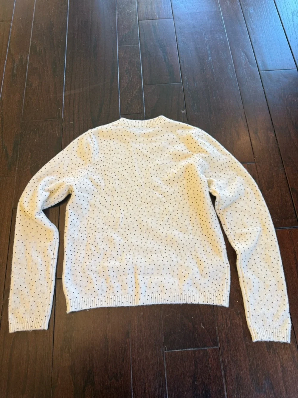 MANGO Cream Polka Dot Knit Sweater XS Soft Lightweight Crew Neck - Picture 7 of 10